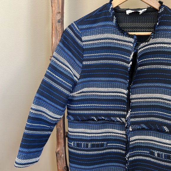 Vineyard Vines Jacket Women's Blue White Open Front Long Sleeve Pockets Size S - Picture 2 of 10